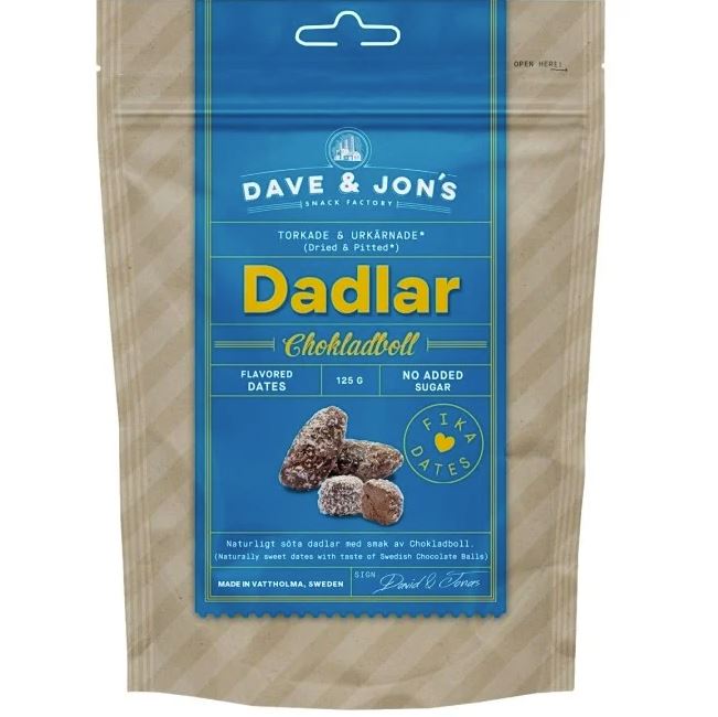 Dave & Jon's Dadlar Chokladboll 125 g