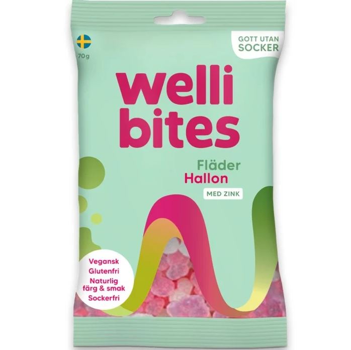 Wellibites Fläder & Hallon 70 g