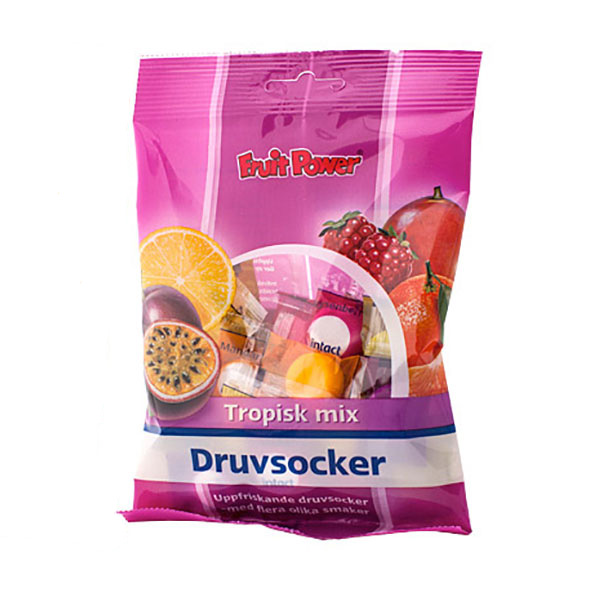 Lindroos Druvsocker tropisk-mix påse 75g Fruit Power
