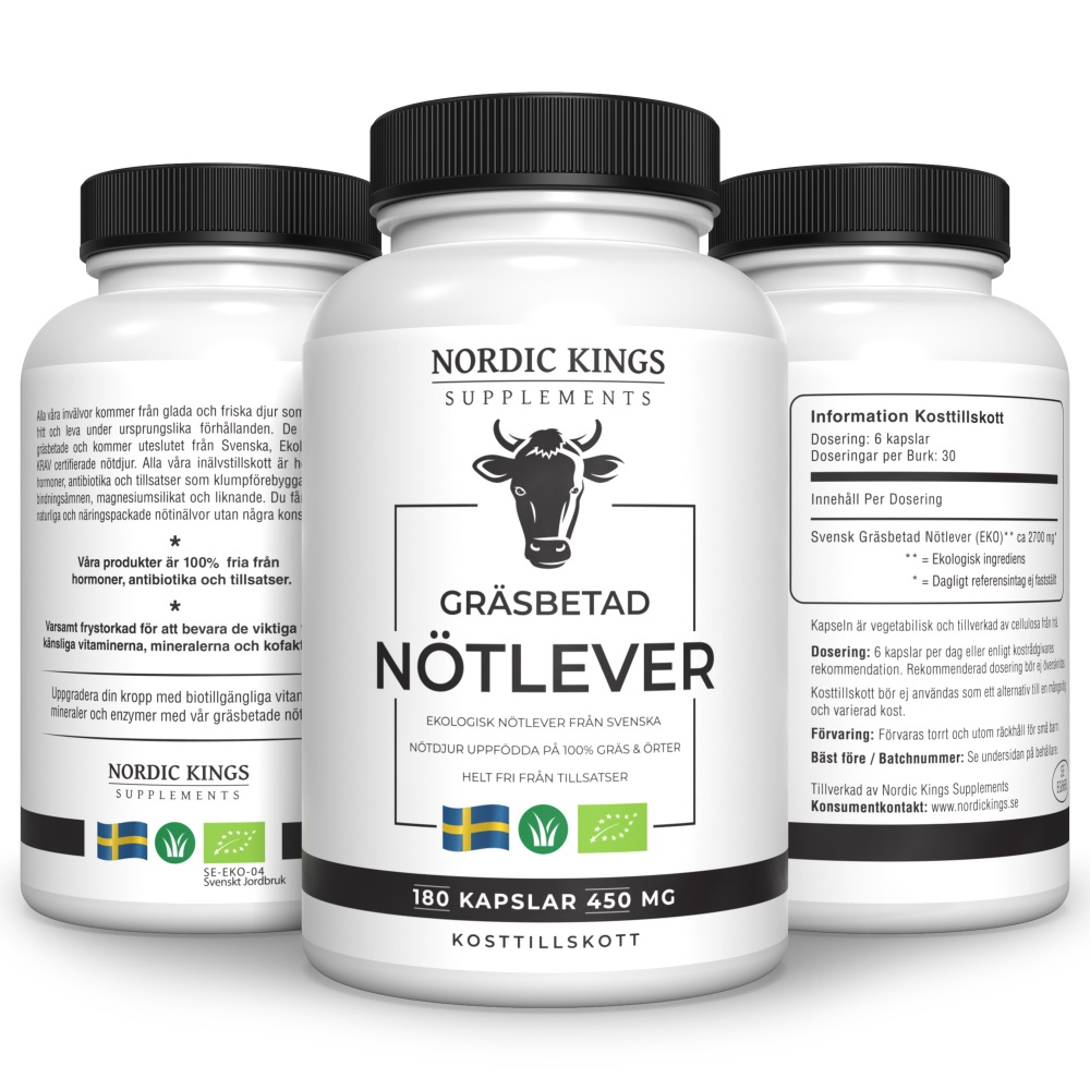 Nordic Kings 100% Gräsbetad & Ekologisk Nötlever 180 kapslar