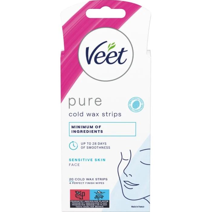 Veet Pure Cold Wax Strips Ansikte Sensitive Skin 20 st