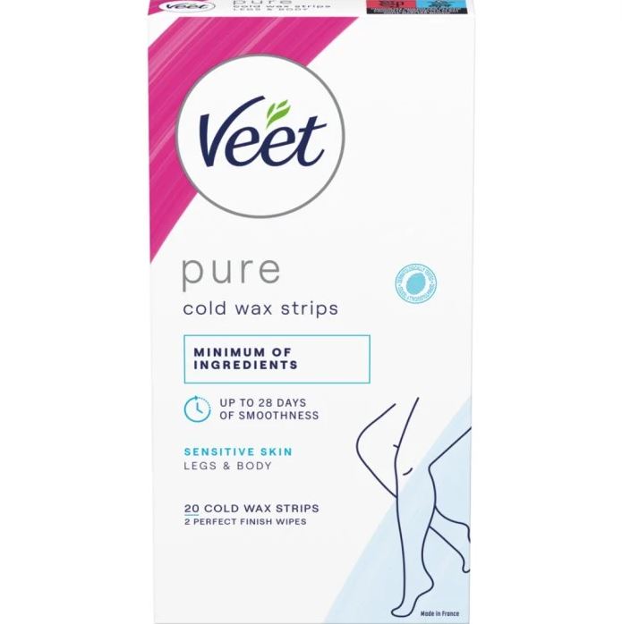 Veet Pure Cold Wax Strips för ben Sensitive Skin 20 st