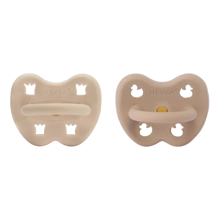 Hevea Naturgumminapp - Sandy Nude & Tan Beige, 3-36 mån 2-pack Rund