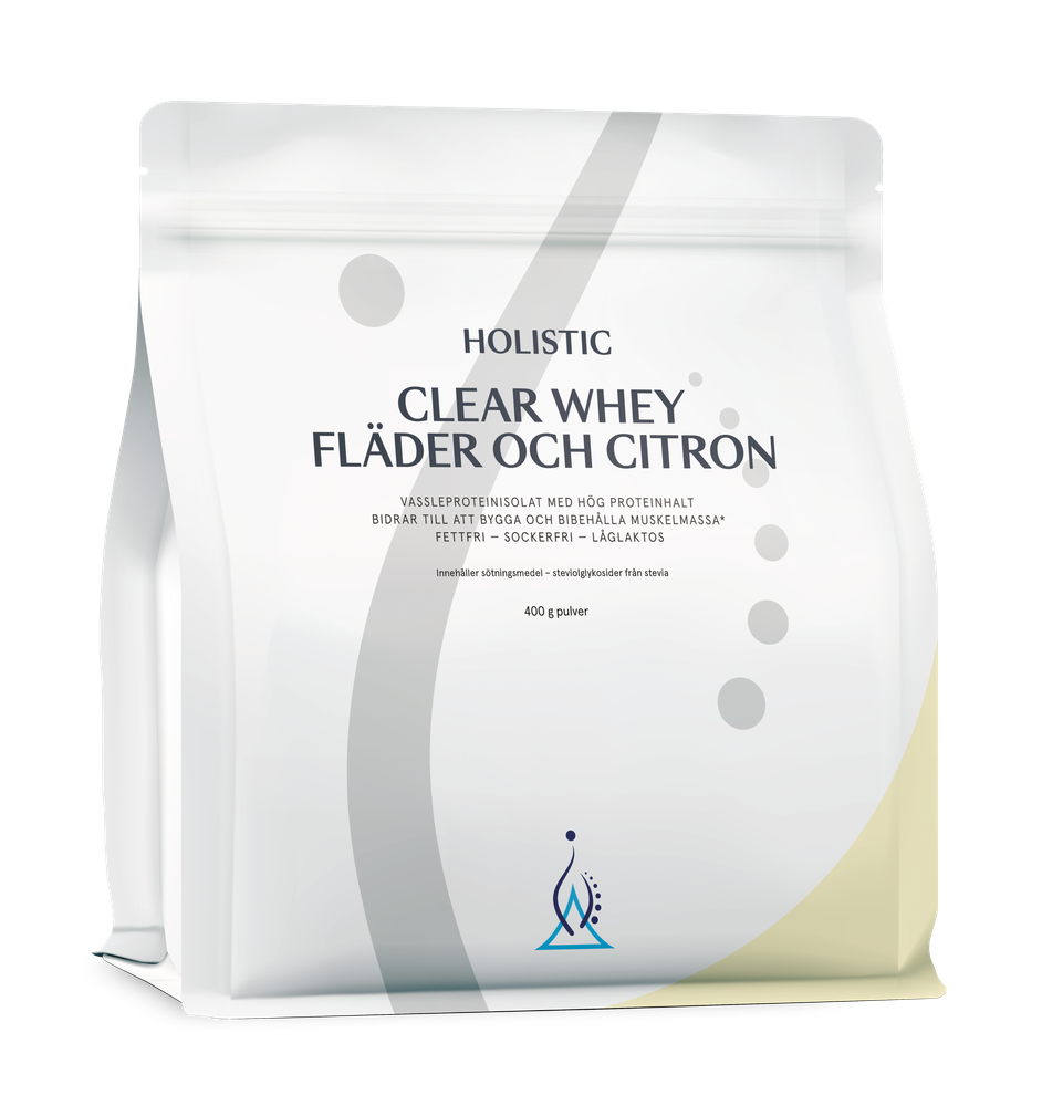 Holistic Clear Whey vassleproteinisolat fläder och citron, 400g