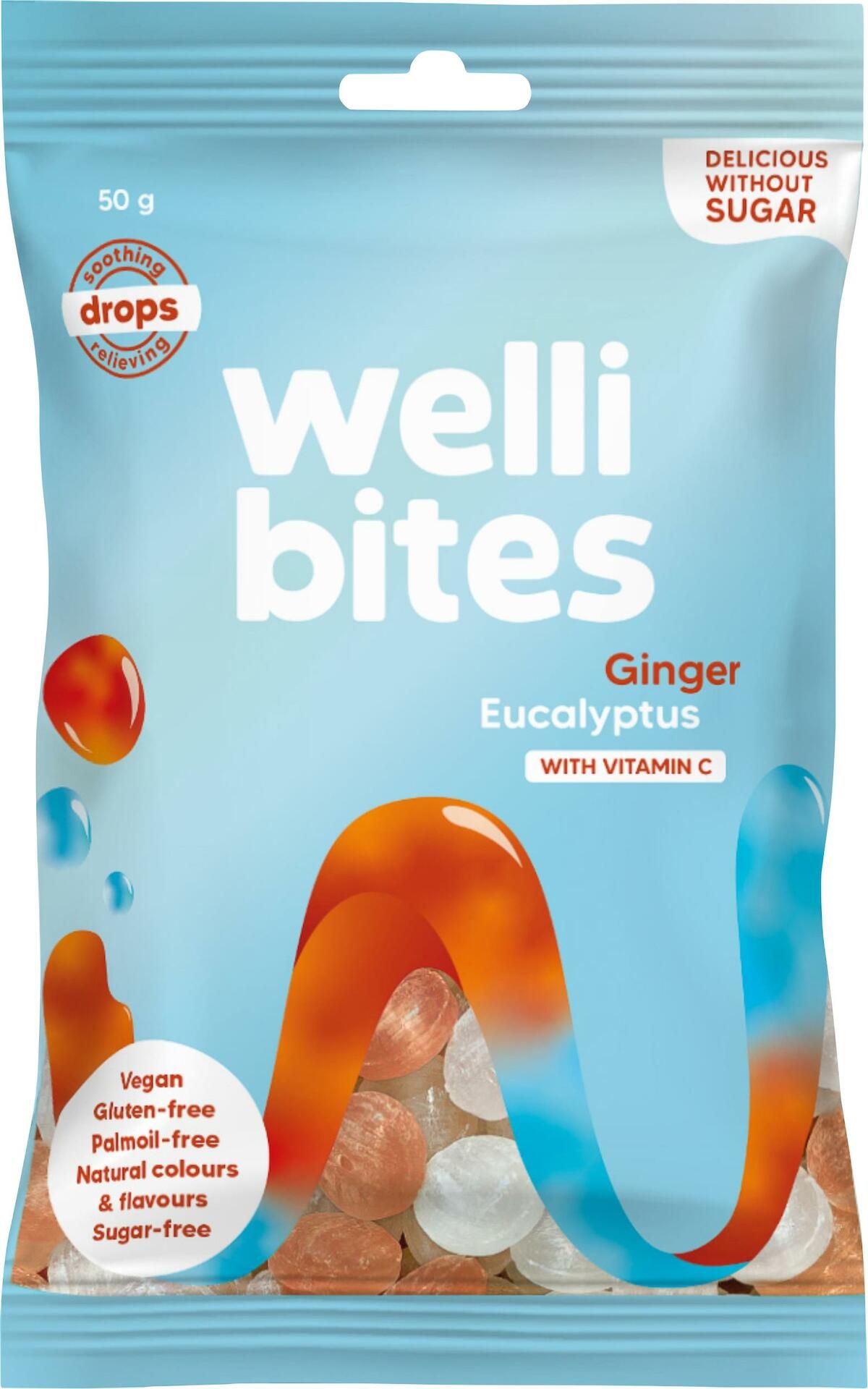 Wellibites Drops Ginger & Eucalyptus Vitamin C 50 g