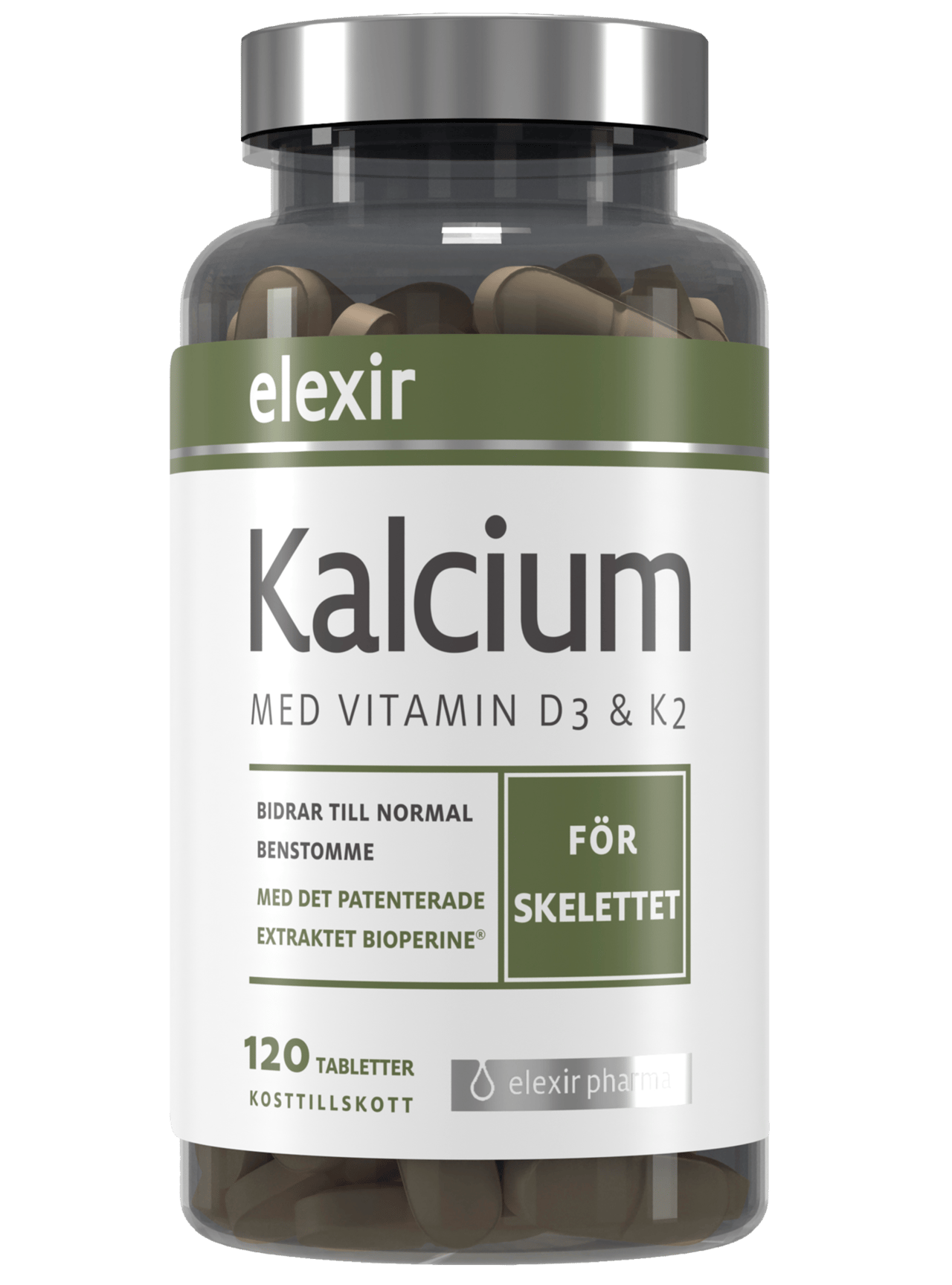 Elexir Kalcium + vitamin D3 & K2 120 tabletter