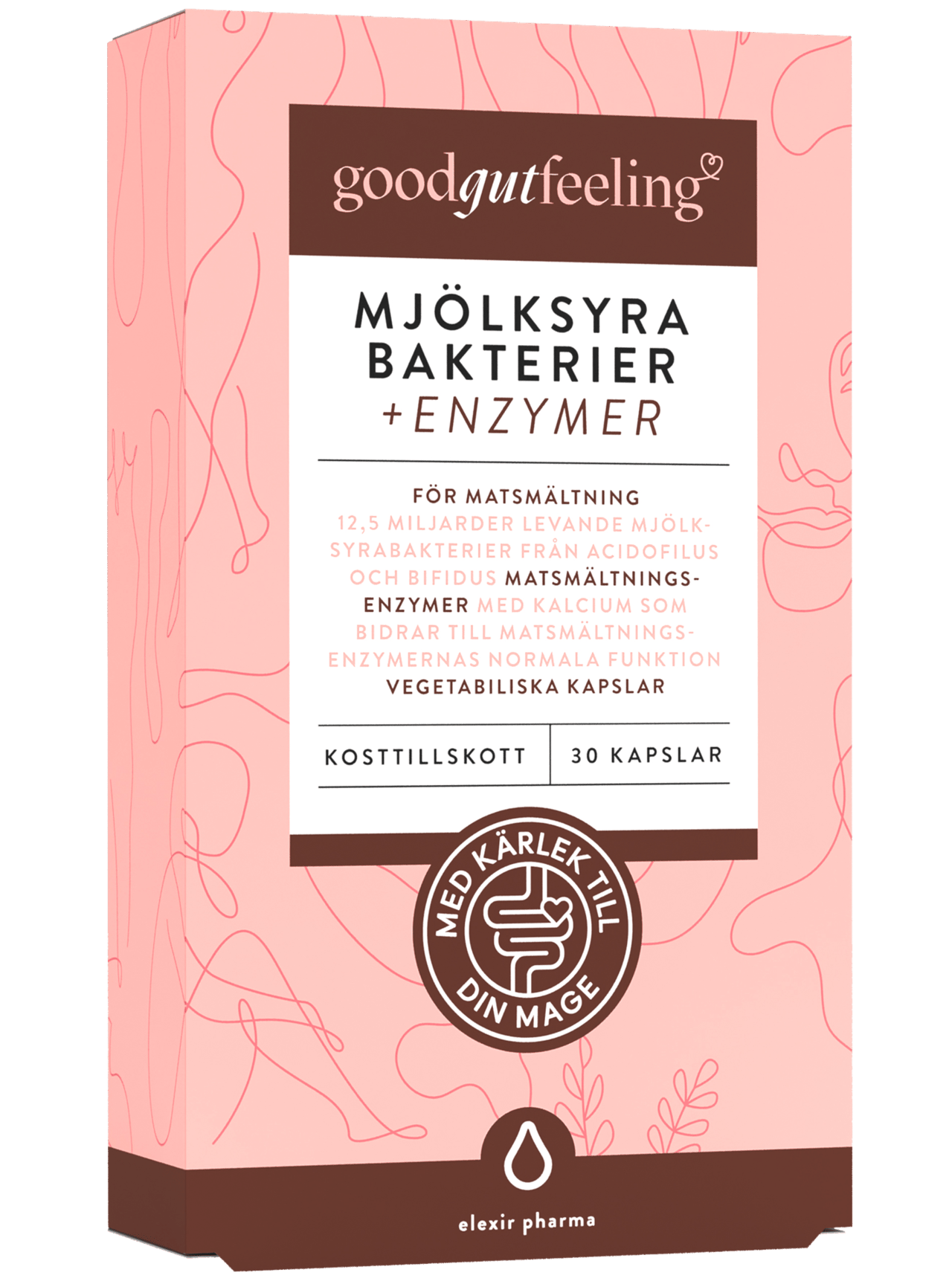 Elexir Good Gut Feeling Mjölksyrabakterier + Enzymer 30 kapslar