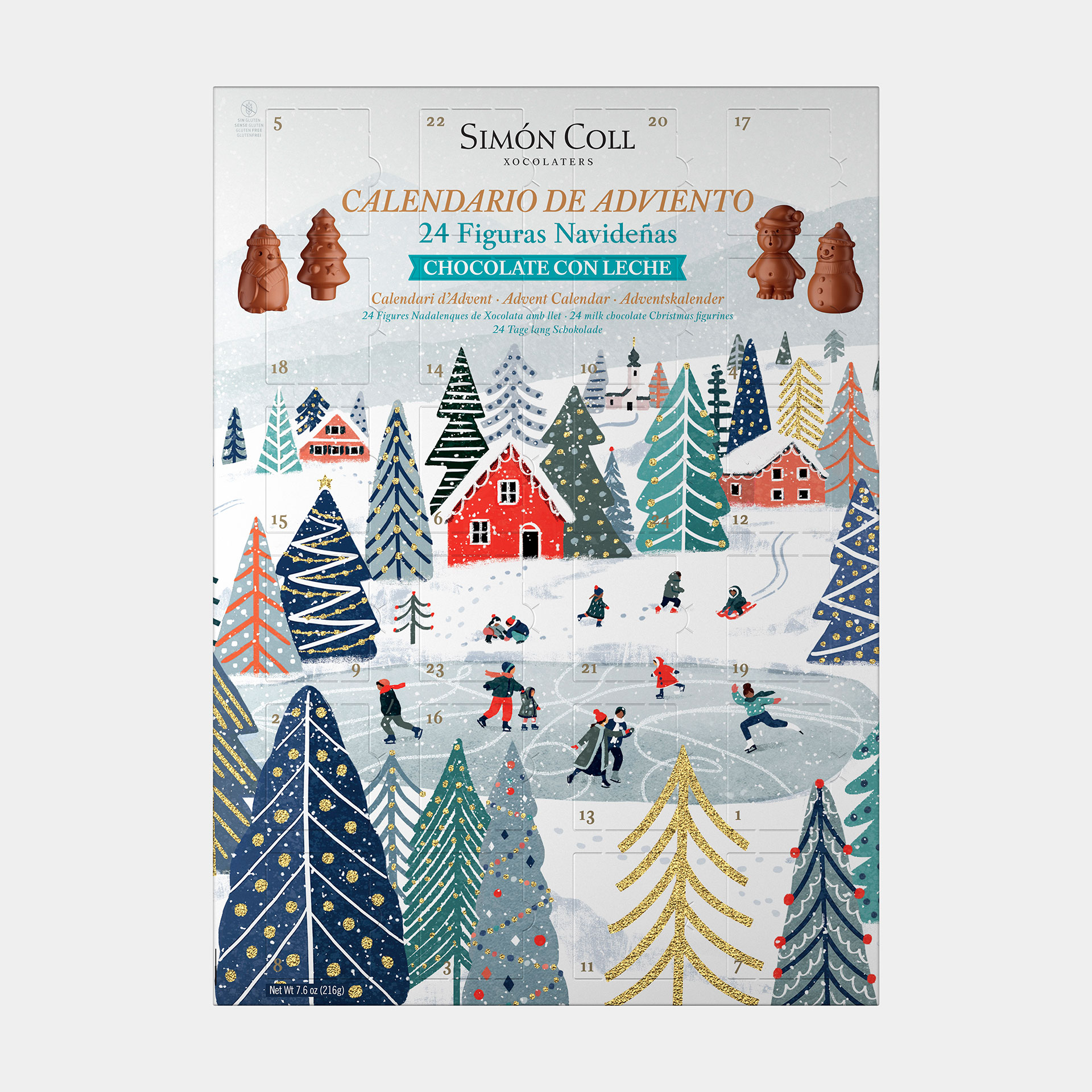 Simon Coll Adventskalender Is på sjön Ljus choklad 24 luckor