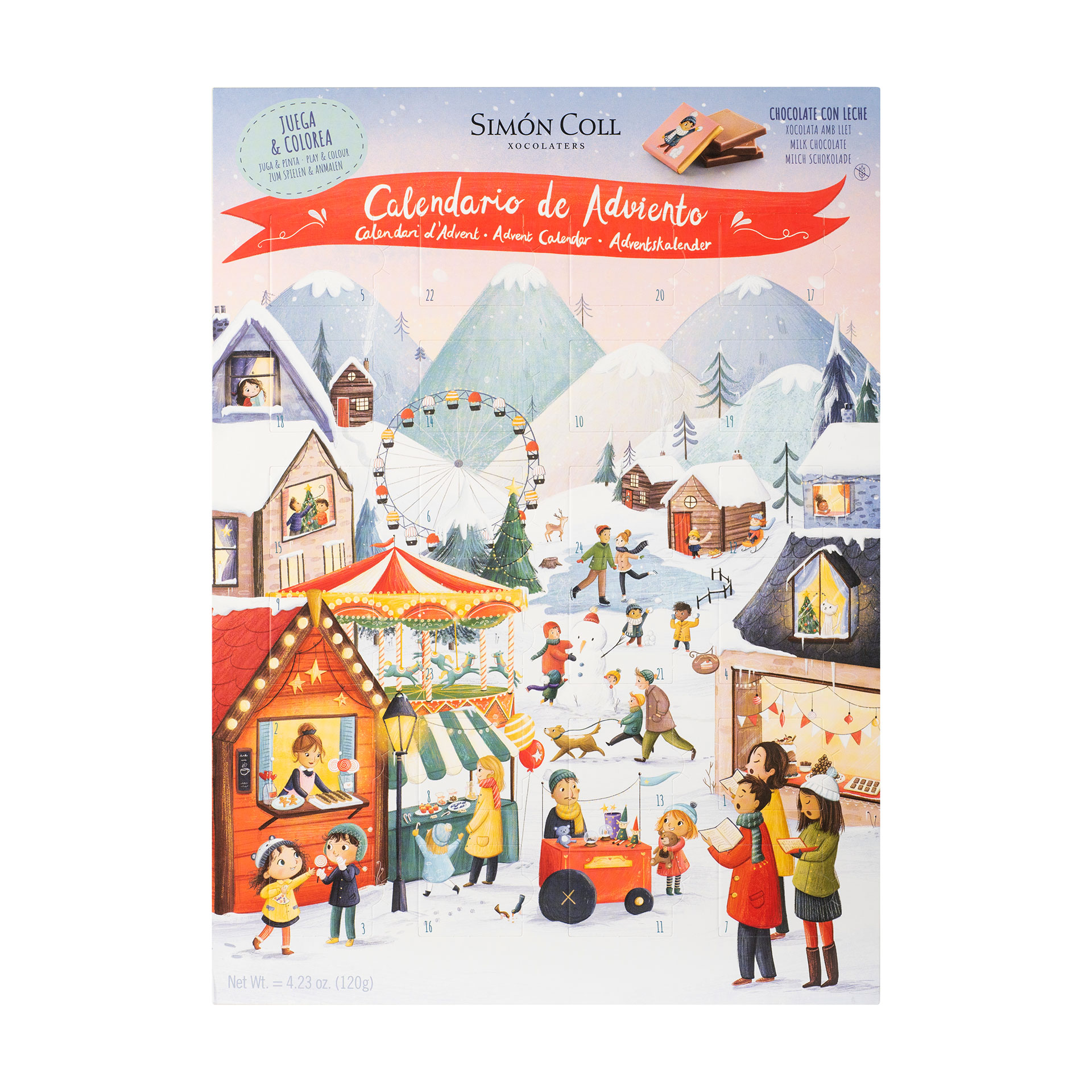 Simon Coll Adventskalender Julmarknad Ljus choklad 24 luckor