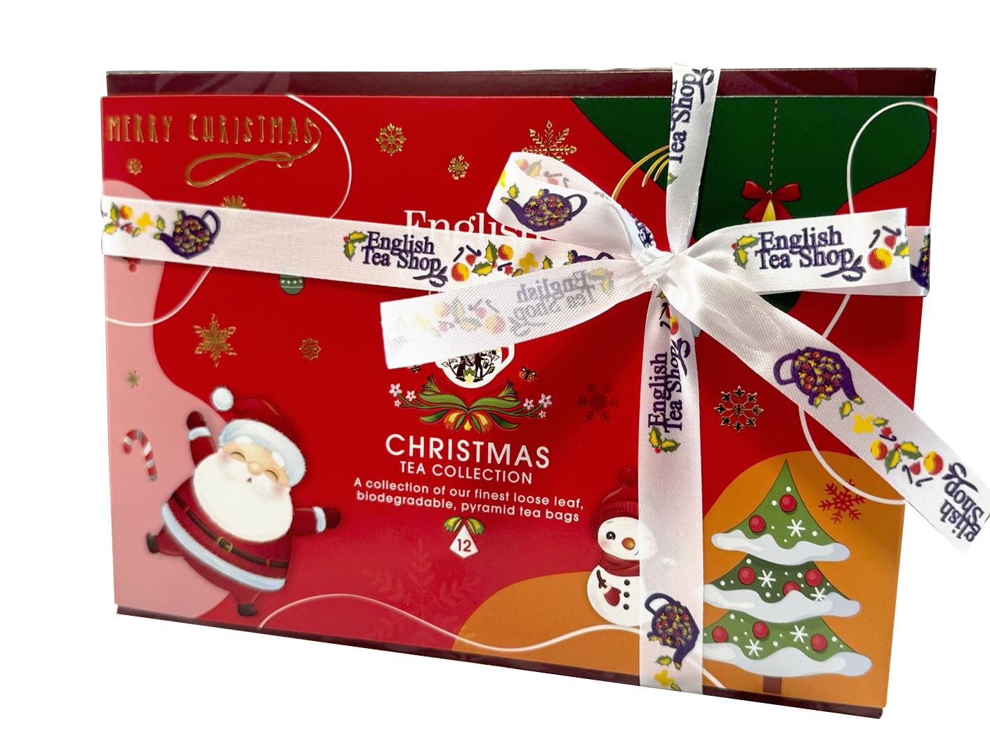 English Tea Shop Presentask Christmas Red Santa pyramidte 6 smaker