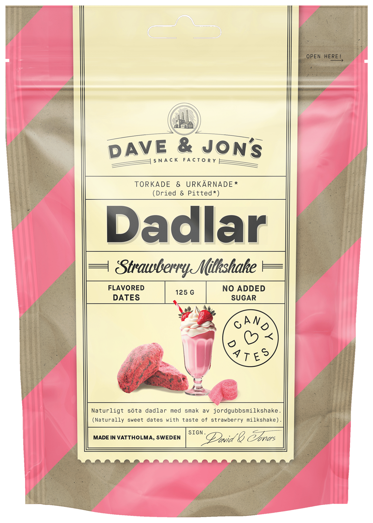Dave & Jon's Dadlar Strawberry Milkshake 125 g