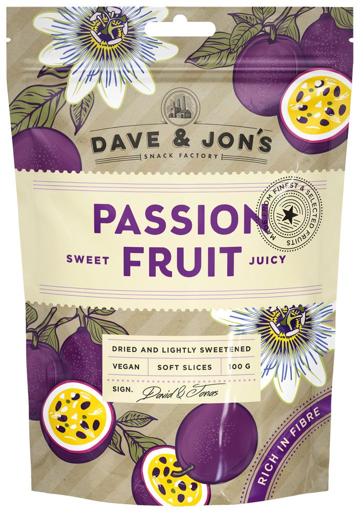 Dave & Jon's Passionsfrukt Torkad 100g