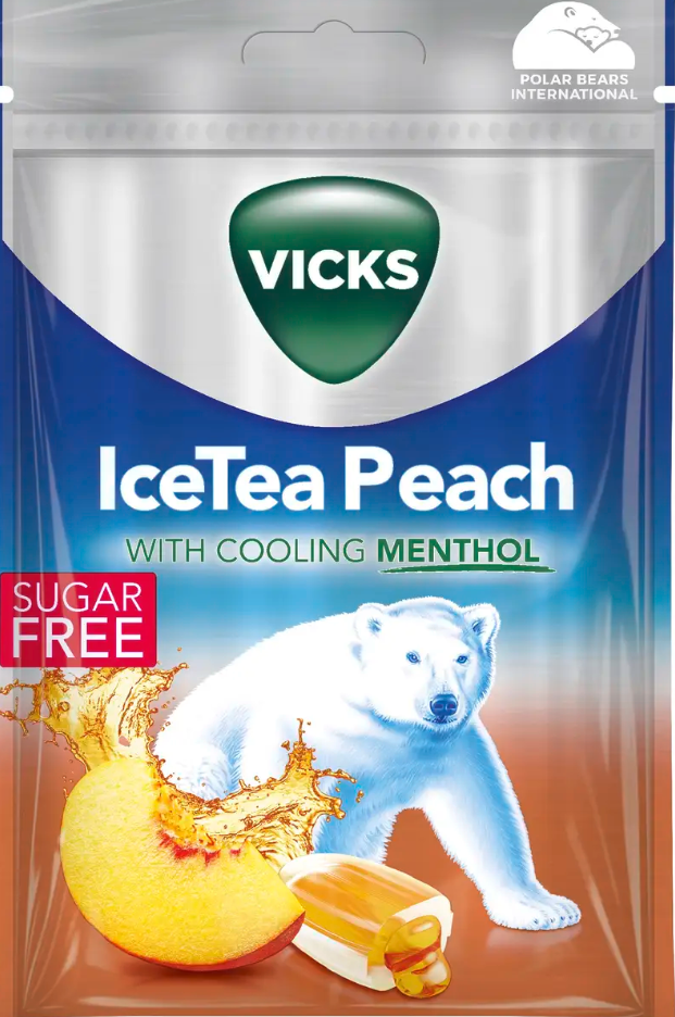 Vicks IceTea Peach Sockerfri 72 g