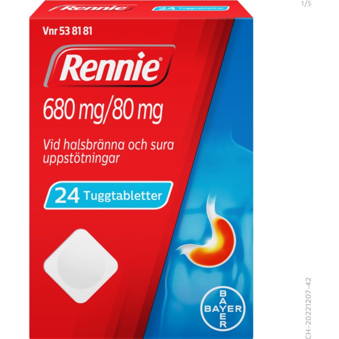 Rennie tuggtablett 680 mg/80 mg 24 st