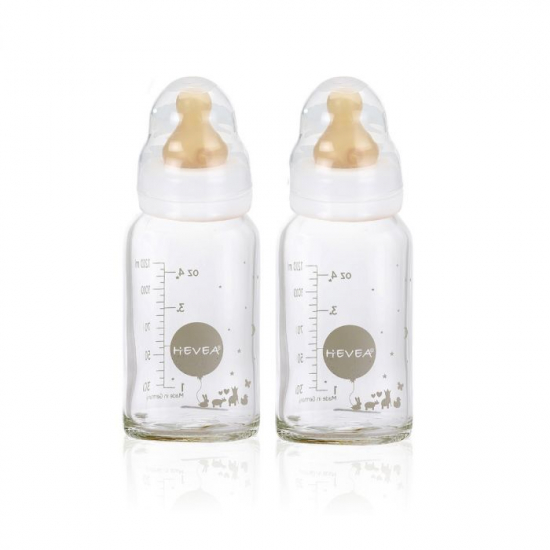 Hevea Nappflaska Glas 2-pack 120 ml