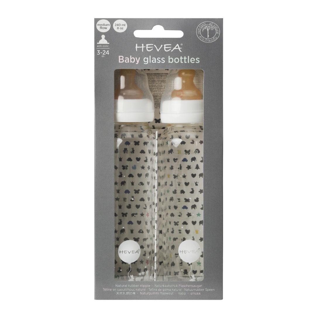 Hevea Nappflaska Glas 2-pack 240 ml