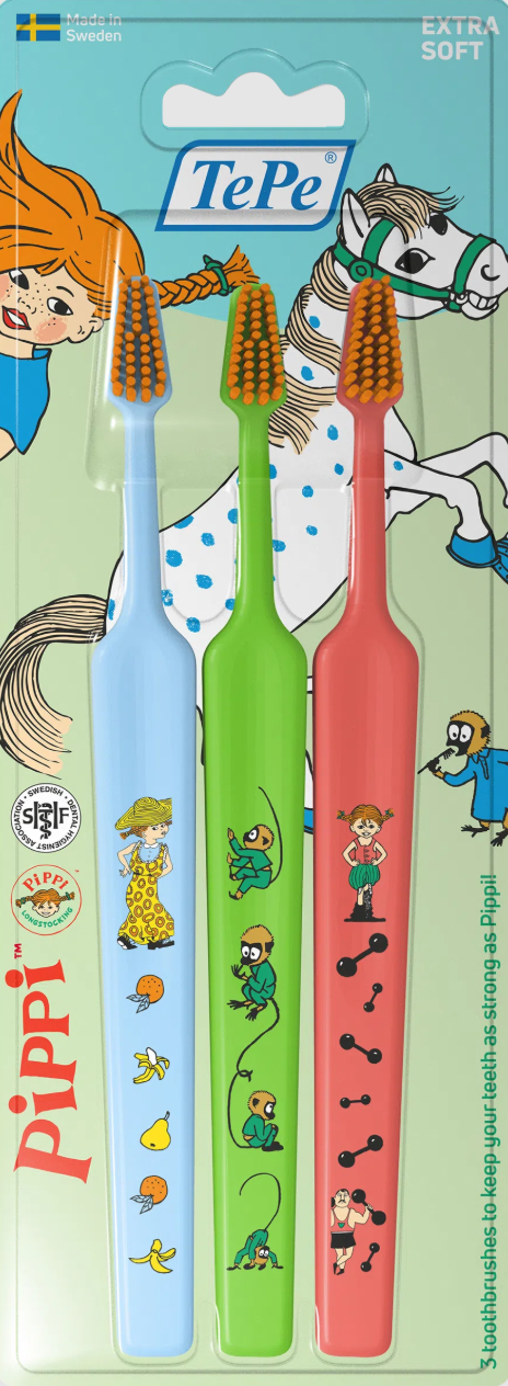 TePe Kids Pippi Extra Soft Tandborste 3-pack
