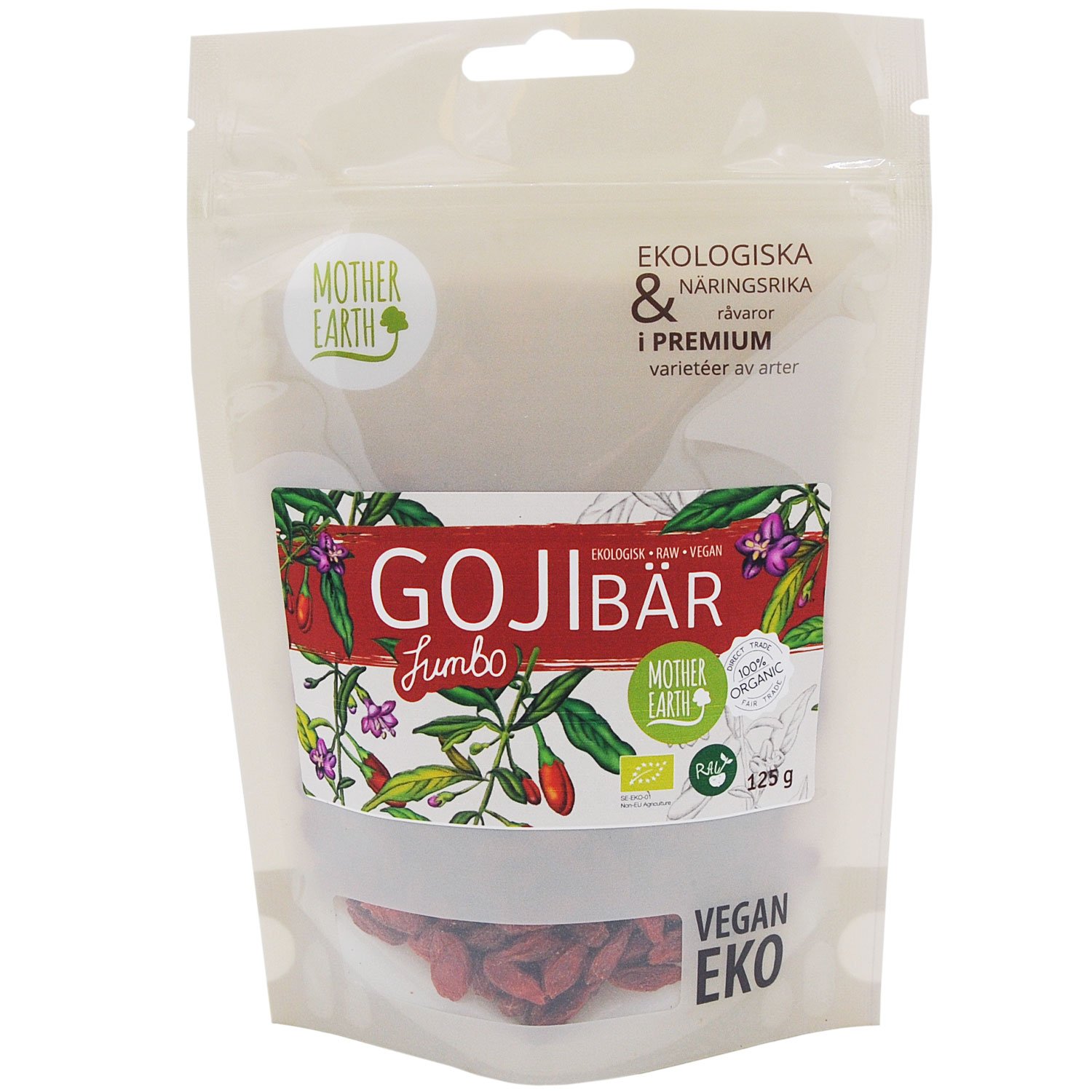 Mother Earth Gojibär Jumbo Premium RAW&EKO 125g