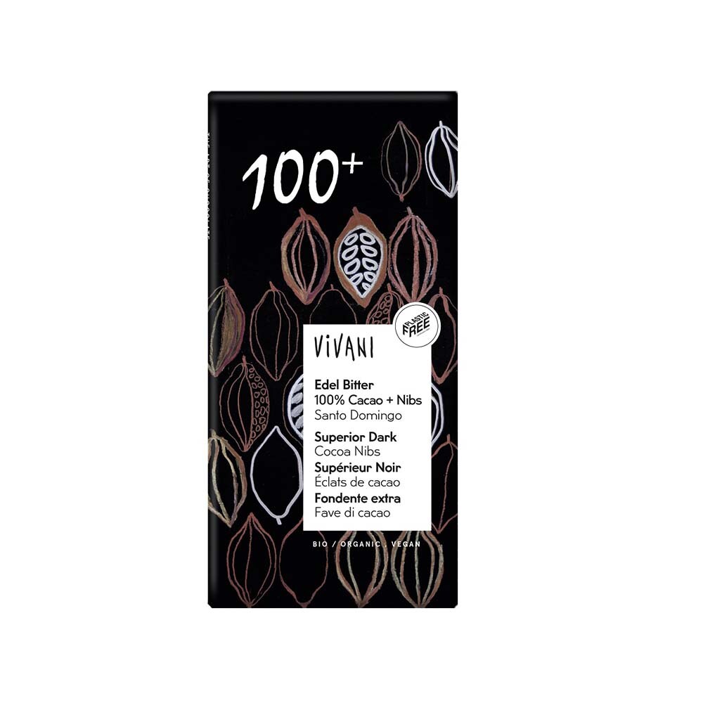 Vivani Mörk Choklad Superior 100% Kakaonibs 80g