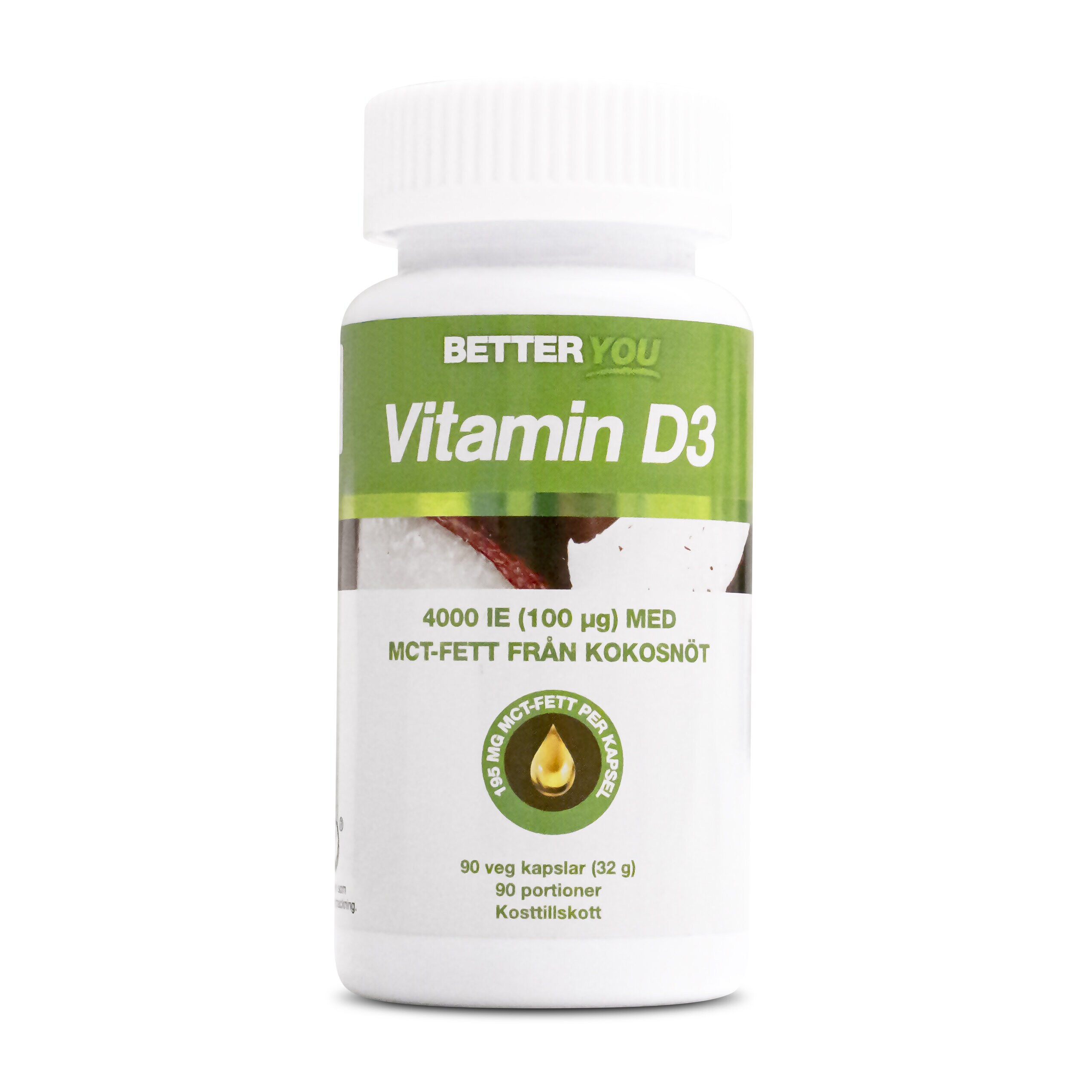 Better You Vitamin D3+kokosolja 90 kapslar