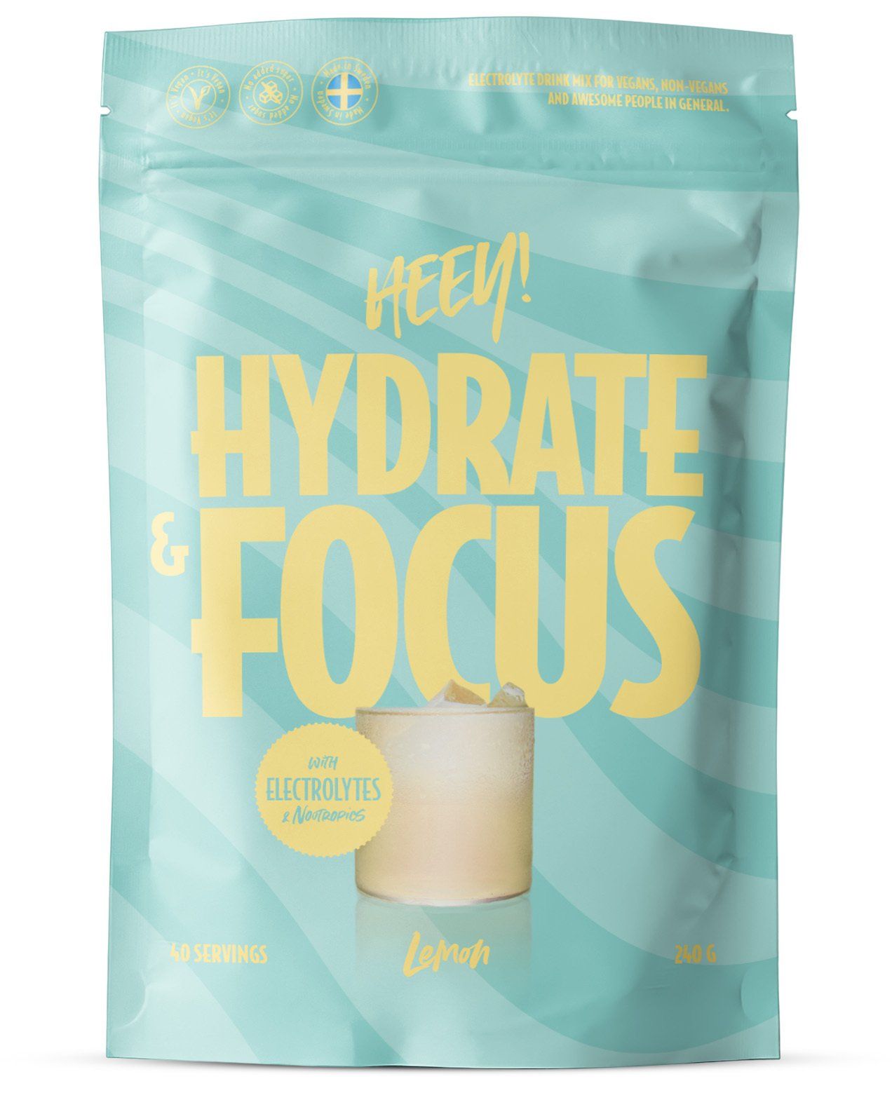 Heey! Hydrate & Focus Elektrolyter + Lions Mane Citron 240 g