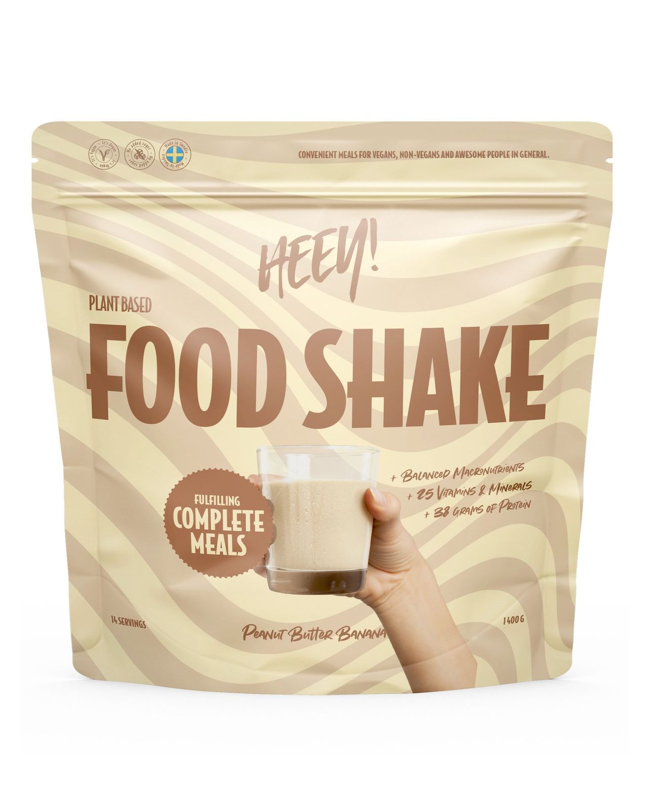 Heey! Vegansk Food Shake Måltidsersättning Jordnötssmör Banan 1400 g