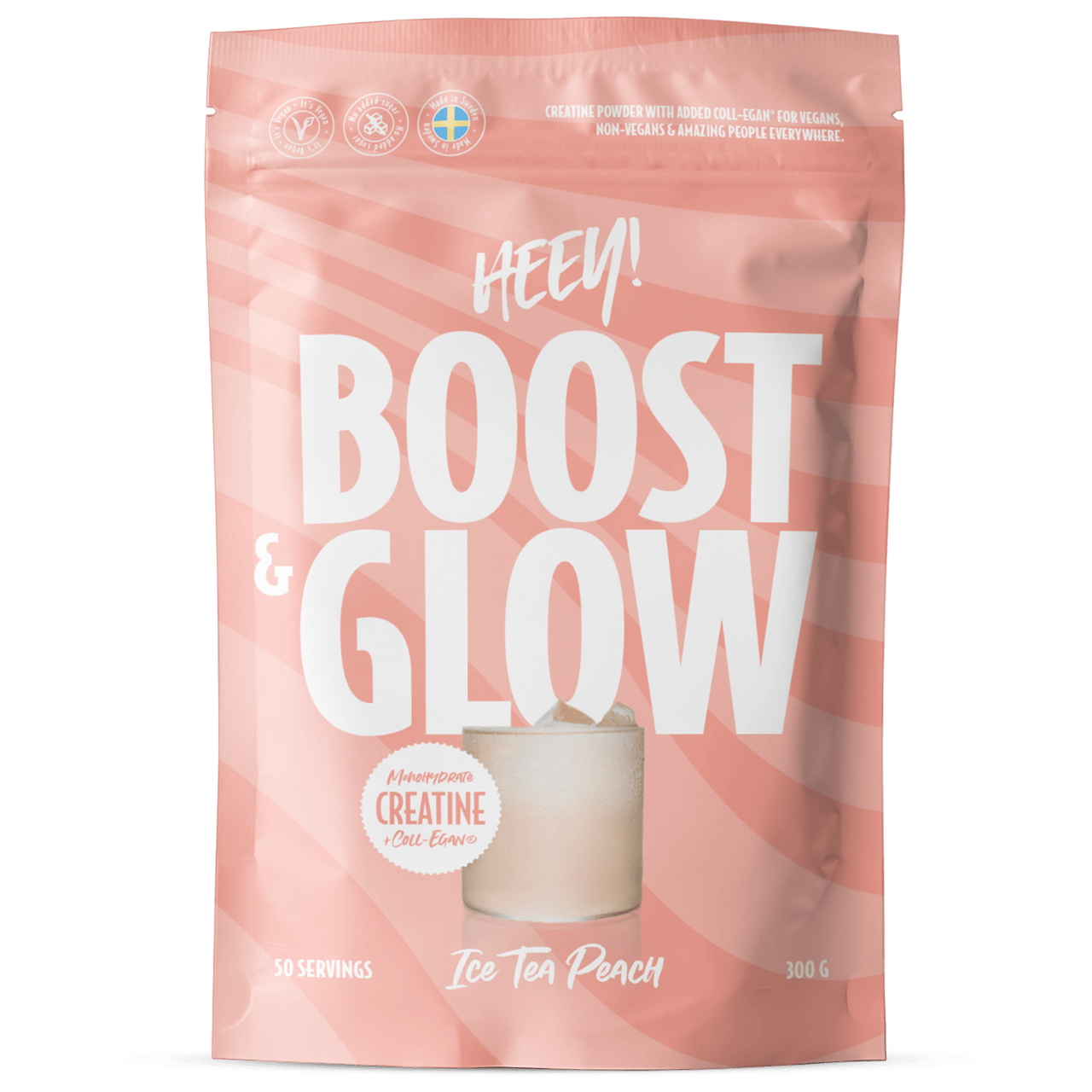 Heey! Boost & Glow Creatine + Collagen 300g Isté persika