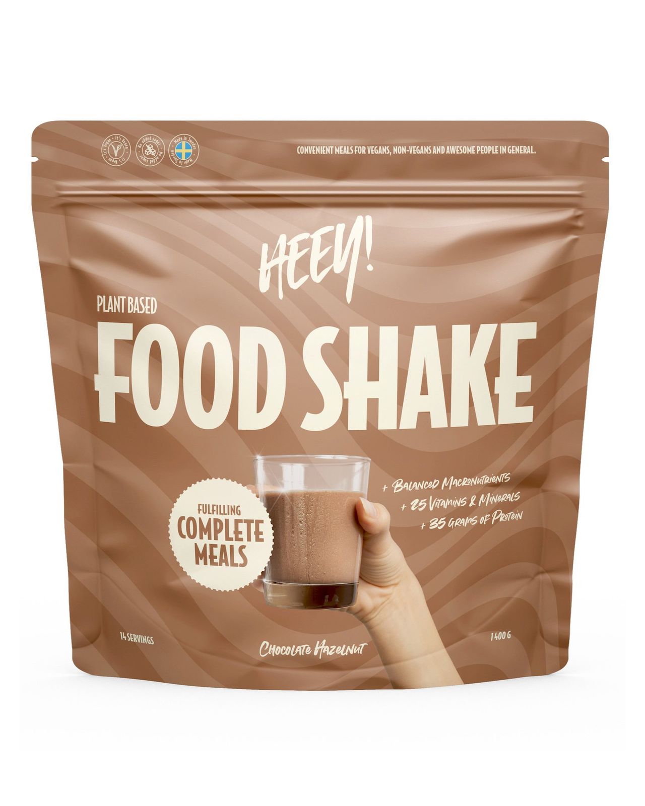 Heey! Vegansk Food Shake Måltidsersättning Hasselnöt Choklad 1400 g