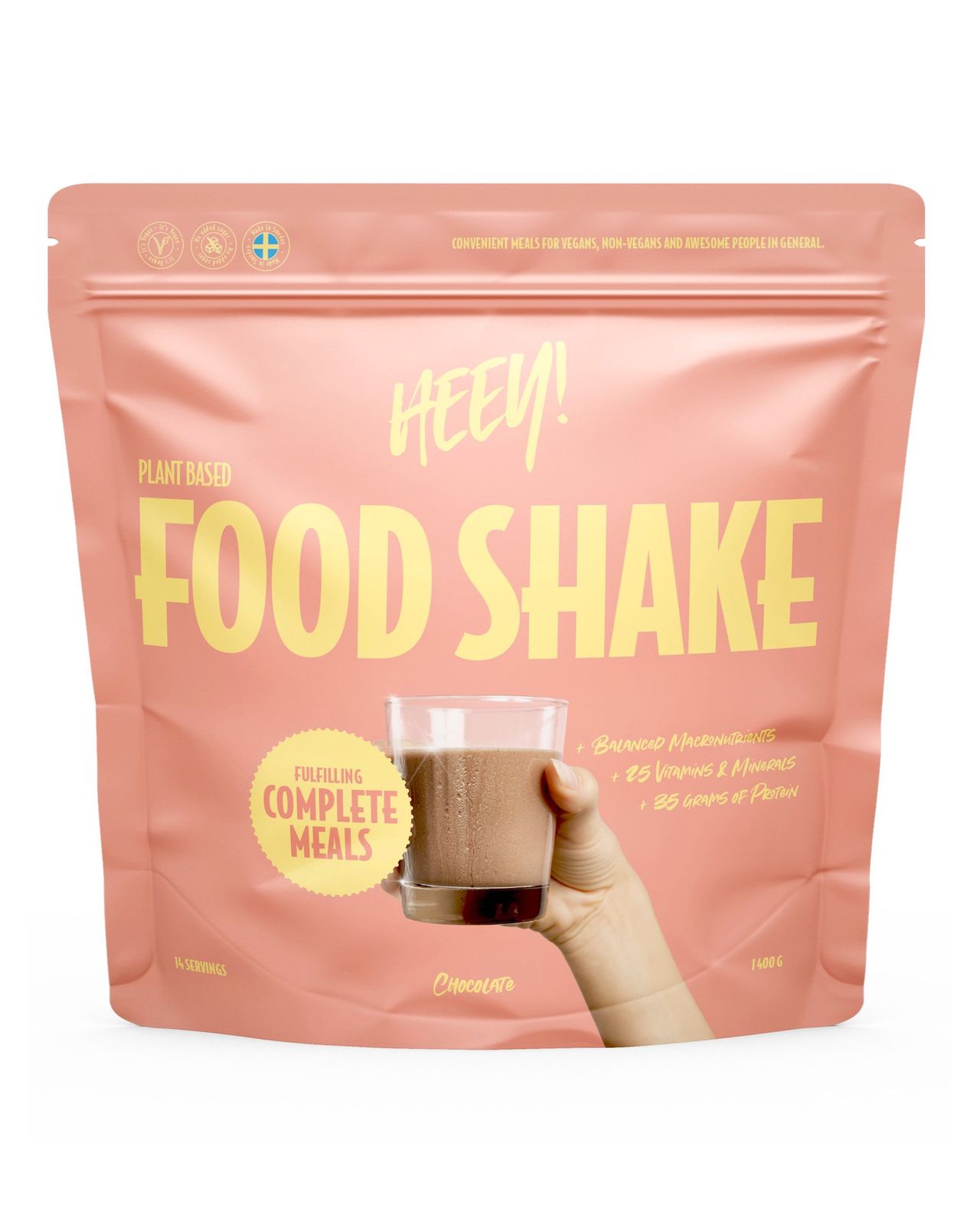 Heey! Vegansk Food Shake Måltidsersättning Choklad 1400 g