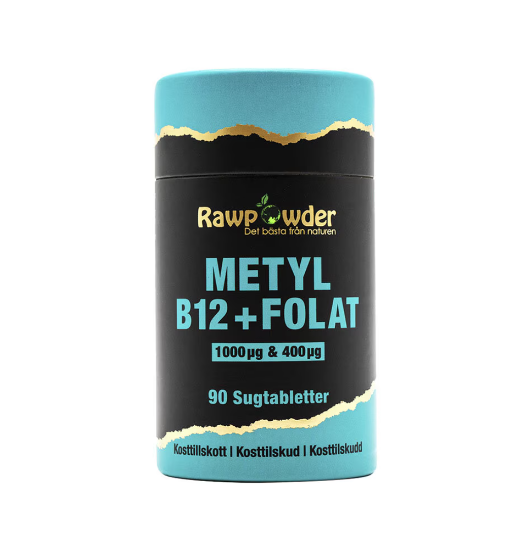 Rawpowder Metyl B12 1000μg + Folat 400μg 90 Sugtabletter