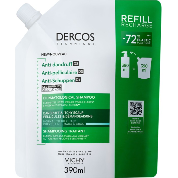 Vichy Dercos Anti-Dandruff Shampoo Normal/Oily/ Hair Refill 390 ml