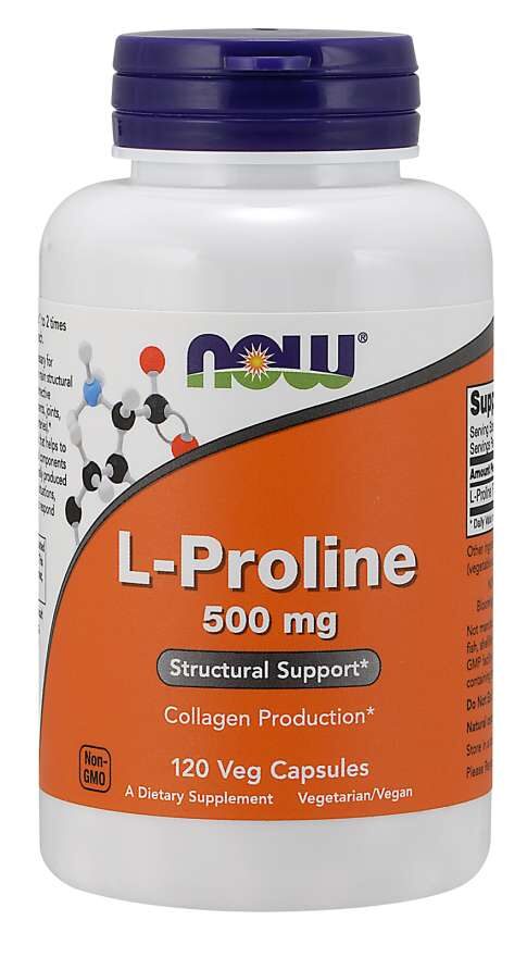 NOW L-Proline 500 mg 120 vegkapslar NOW