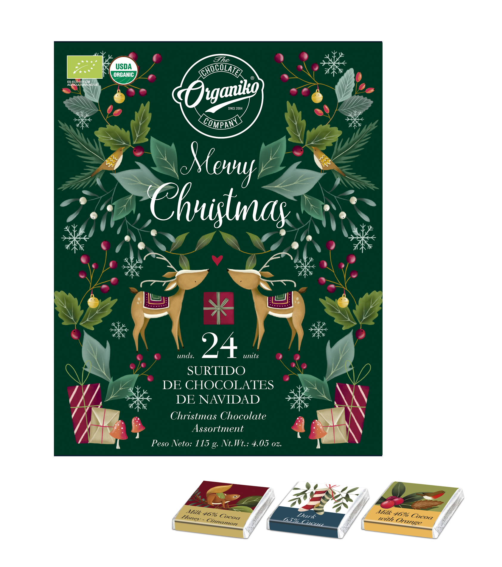 Chocolate Organico Chokladkalender Merry Christmas 24 bitar
