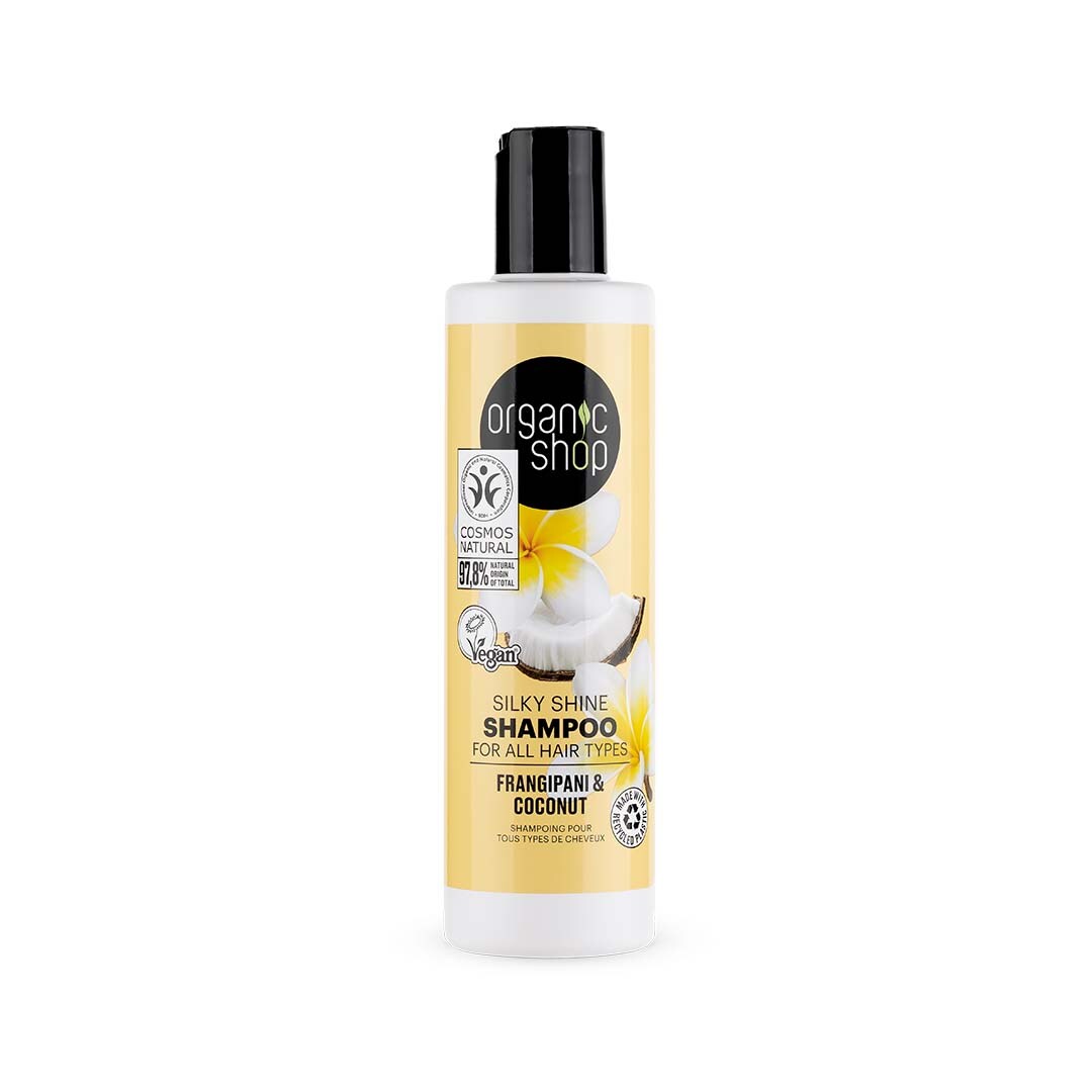 Organic Shop Silky Shine Shampoo For All Hair Types Frangipani and Coconut 280ml