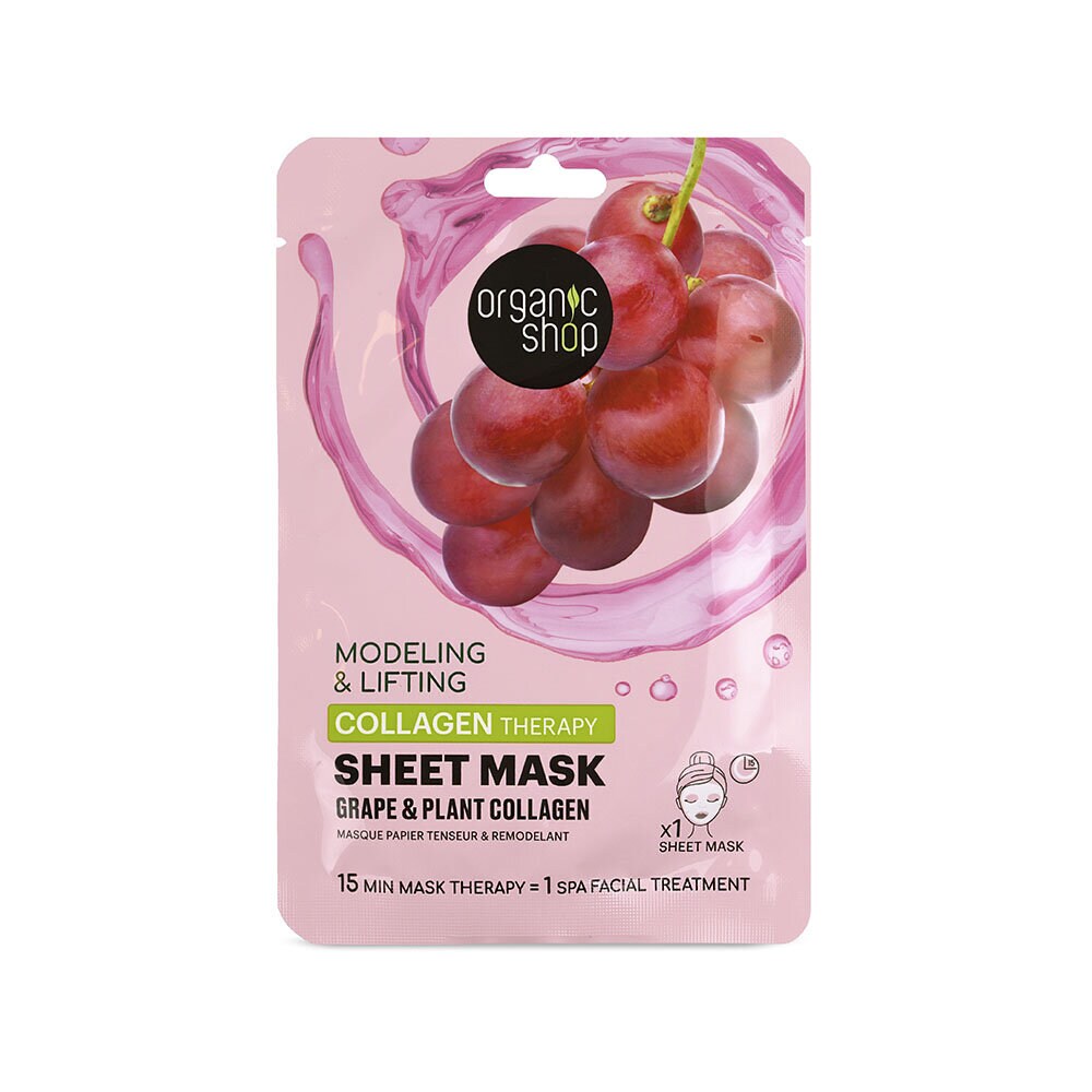 Organic Shop Collagen Boost Sheet Mask Grape & Plant collagen 1st