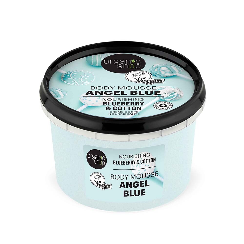 Organic Shop Angel blue body mousse. Nourishing. Blueberry & Cotton 250ml