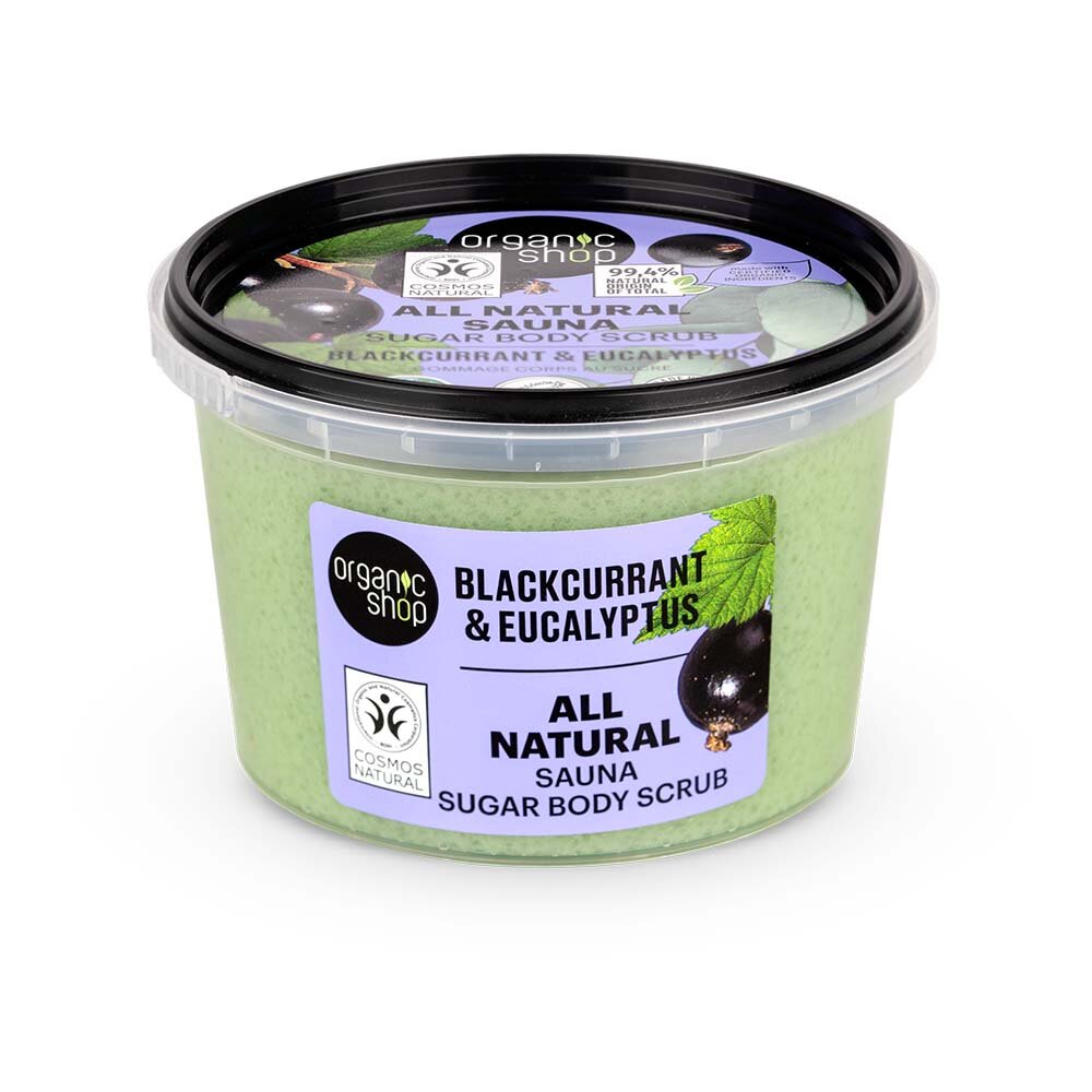 Organic Shop All Natural Sauna sugar body scrub Blackcurrant & Eucalyptus 250ml