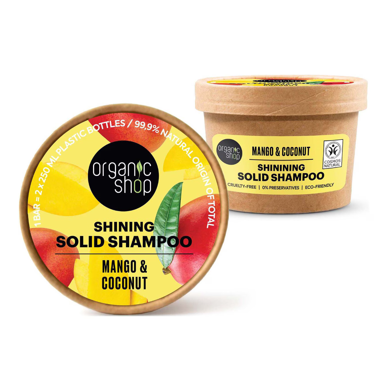 Organic Shop Shining solid Shampoo Mango & Coconut 60g