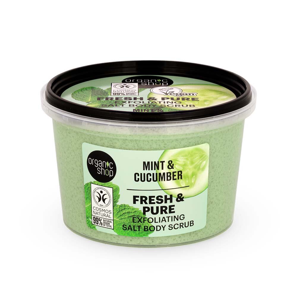 Organic Shop Exfoliating salt body scrub Mint & Cucumber 250ml