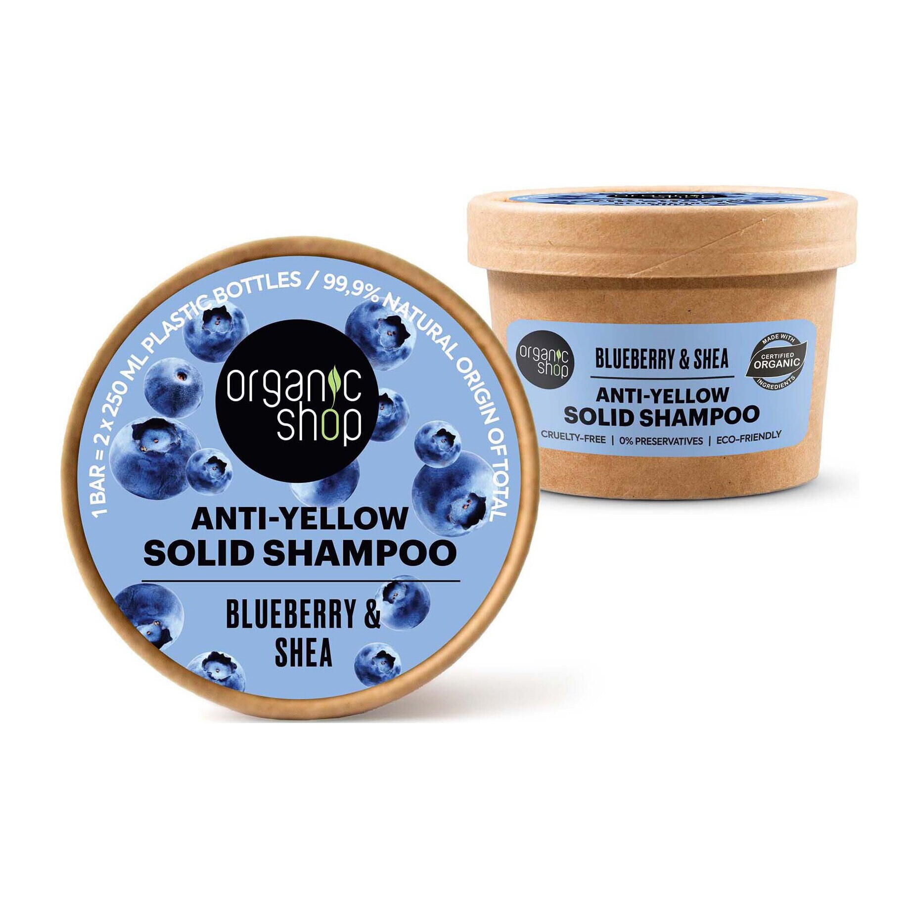 Organic Shop Anti-yellow solid Shampoo Blueberry & Shea 60g