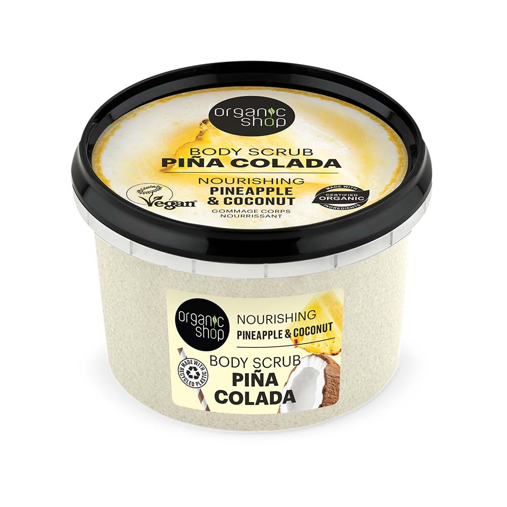 Organic Shop Pina Colada body scrub. Nourishing. Pineapple & Coconut 250ml