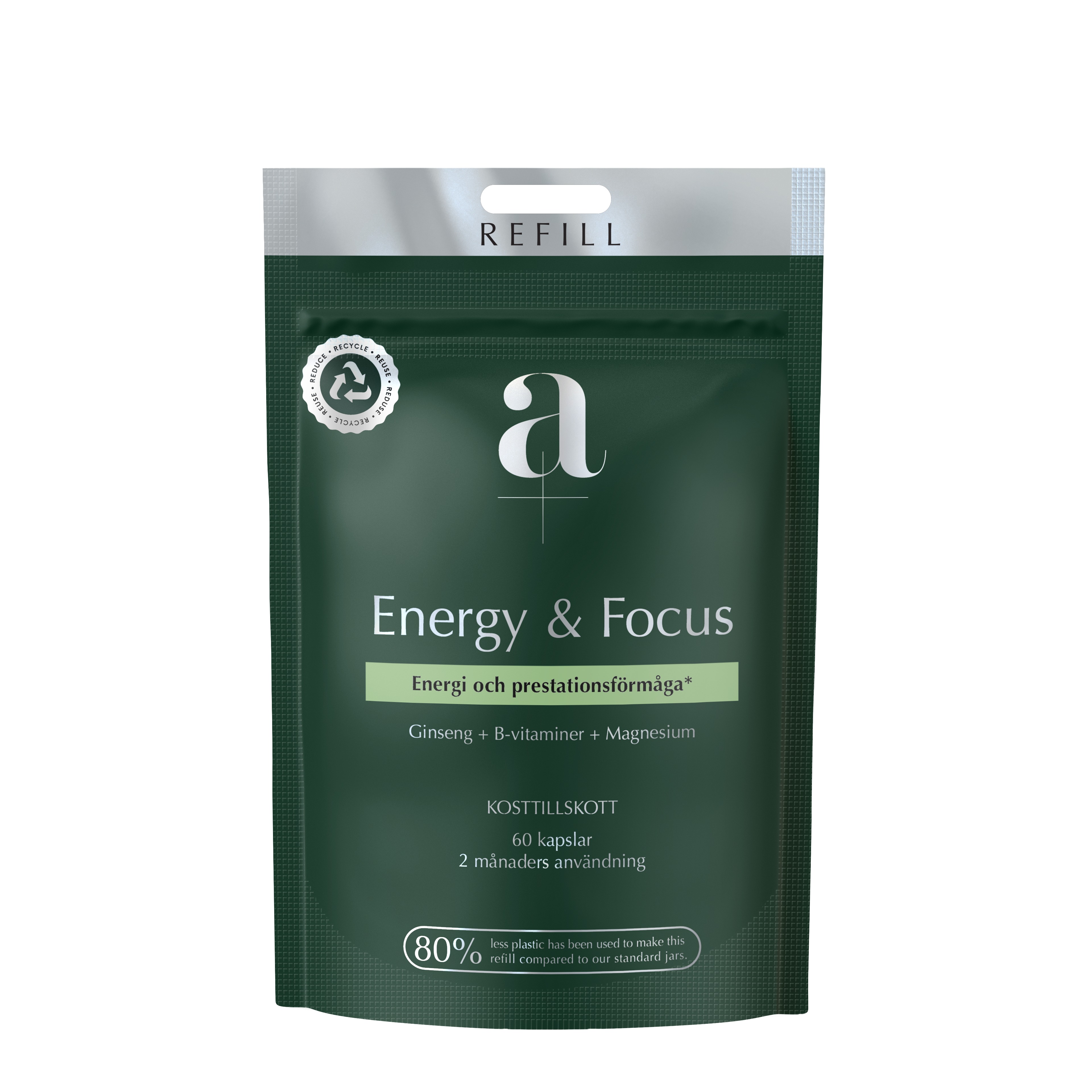 Alpha Plus A+ Energy & Focus 60 kap Refillpåse