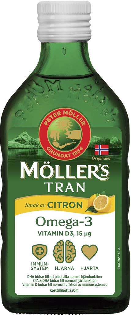 Möllers Tran Omega-3 +D3 Citron, 250 ml