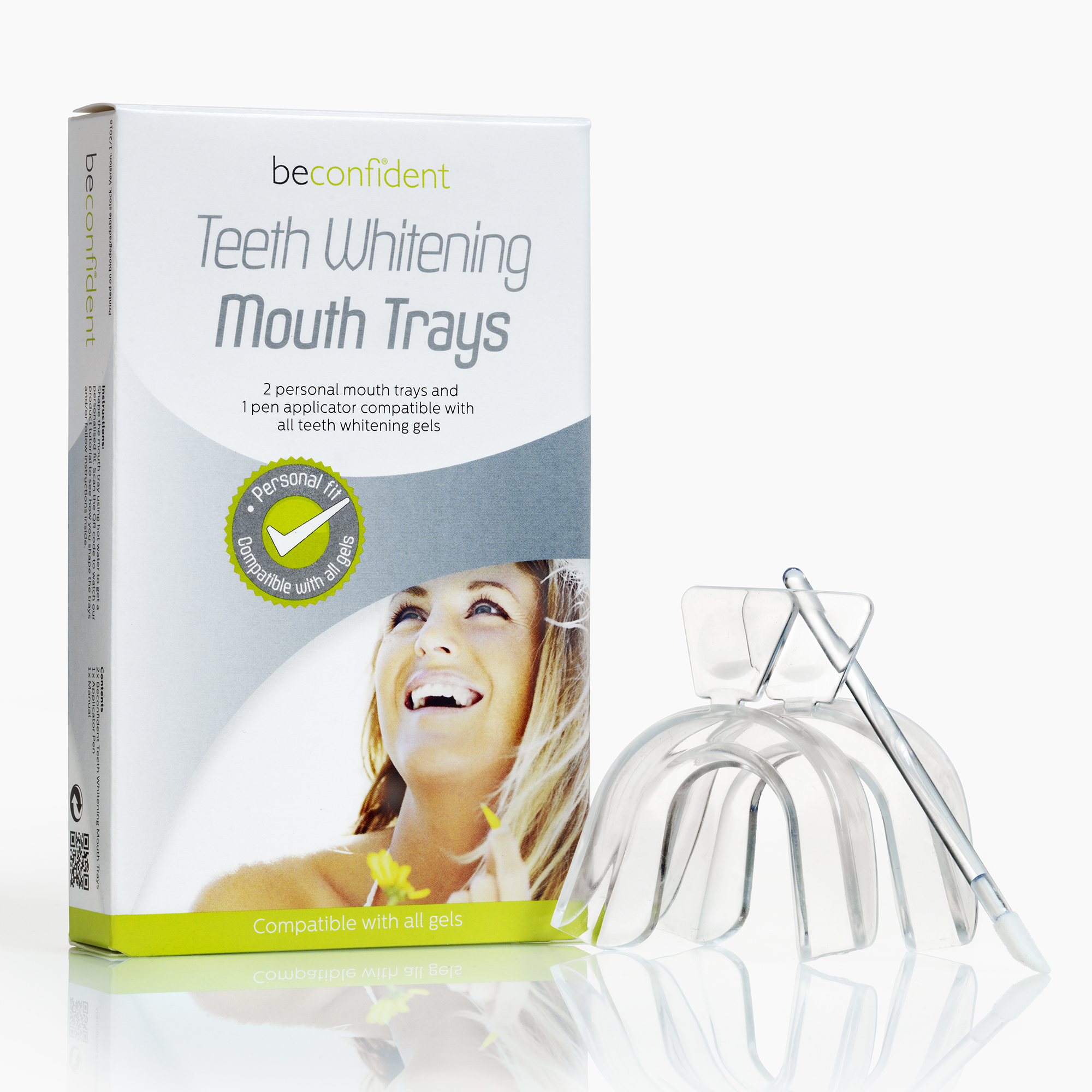 beconfident Teeth Whitening Mouth Trays 2-pack with pen applicator