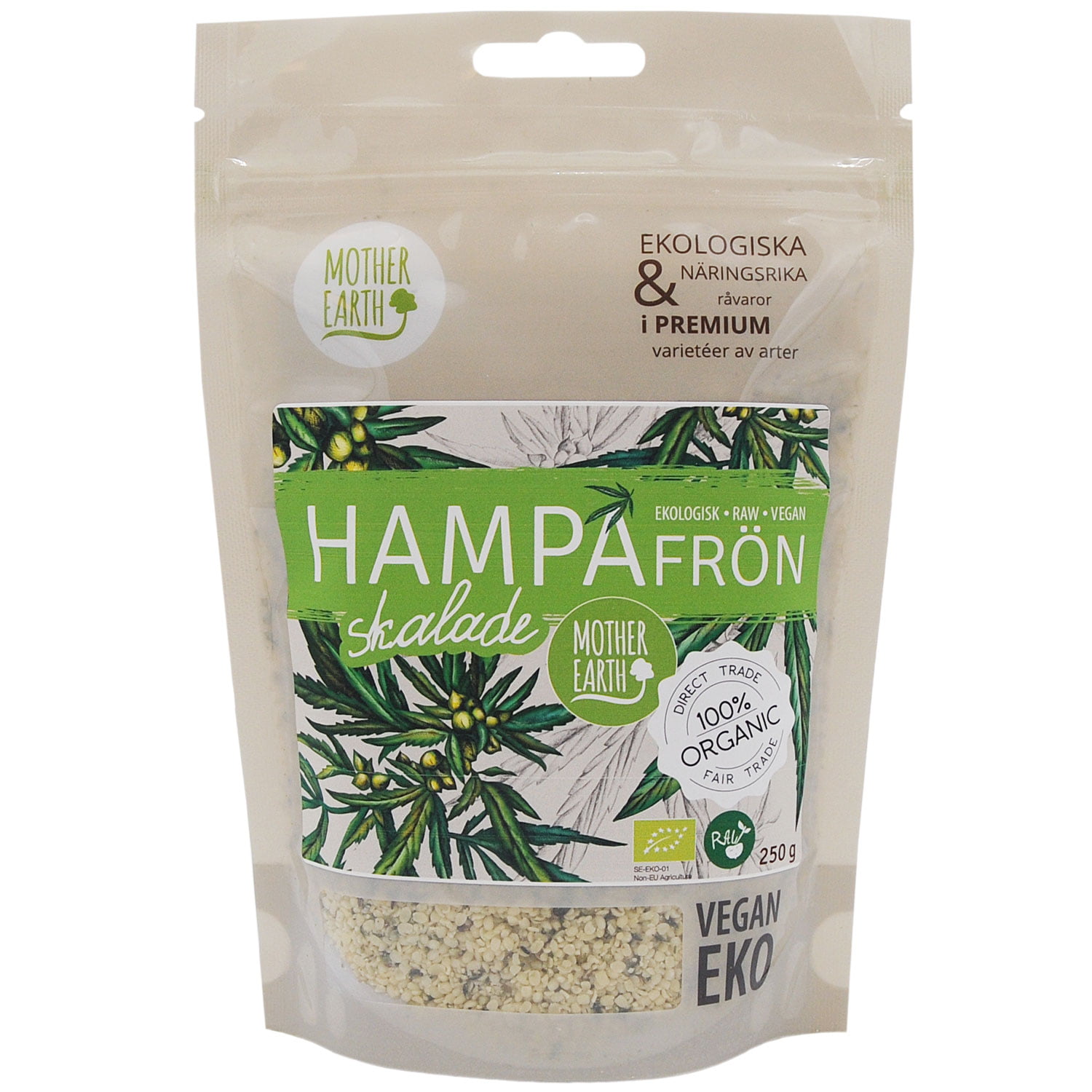 Mother Earth Hampafrö Skalade Premium RAW&EKO 250g