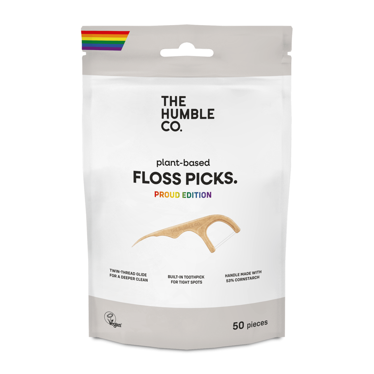The Humble Co. Dental Floss Pick Proud Double Thread 50 st