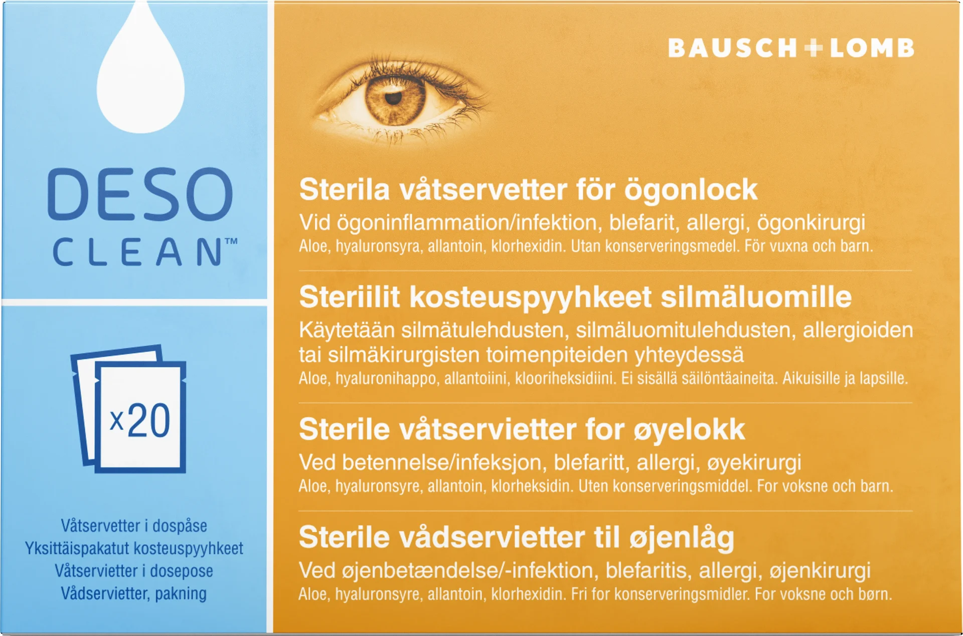 Desoclean sterila ögonservetter 20 st