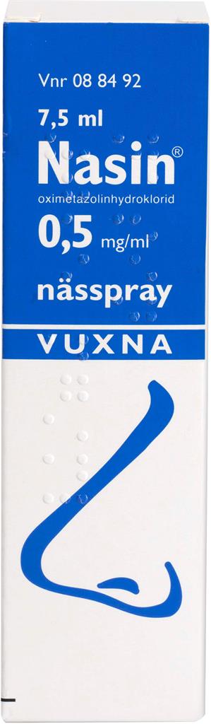 Nasin , nässpray, lösning 0,5 mg/ml 7,5 ml