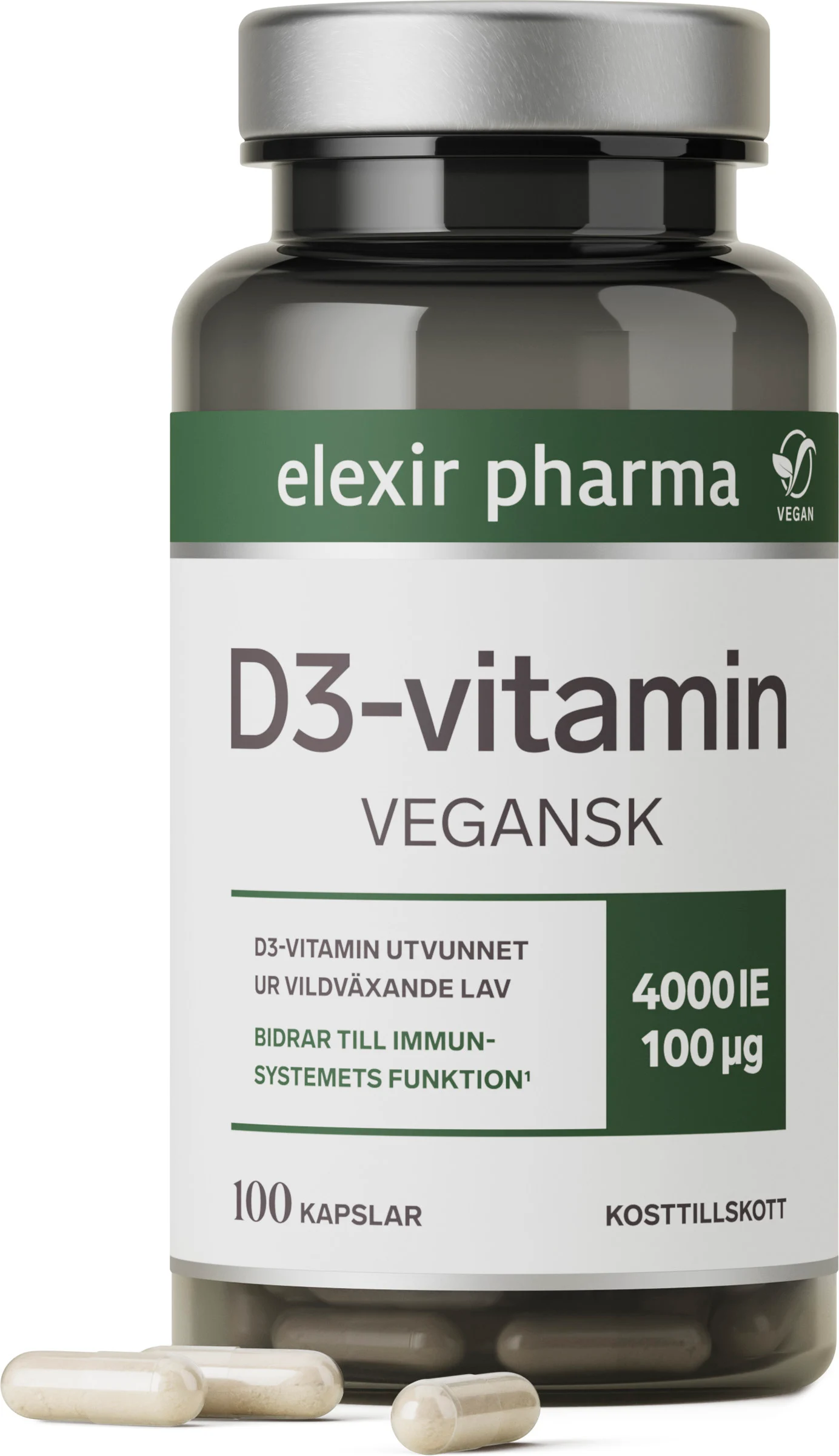 Elexir Vegan D3 4000IE 100 kapslar