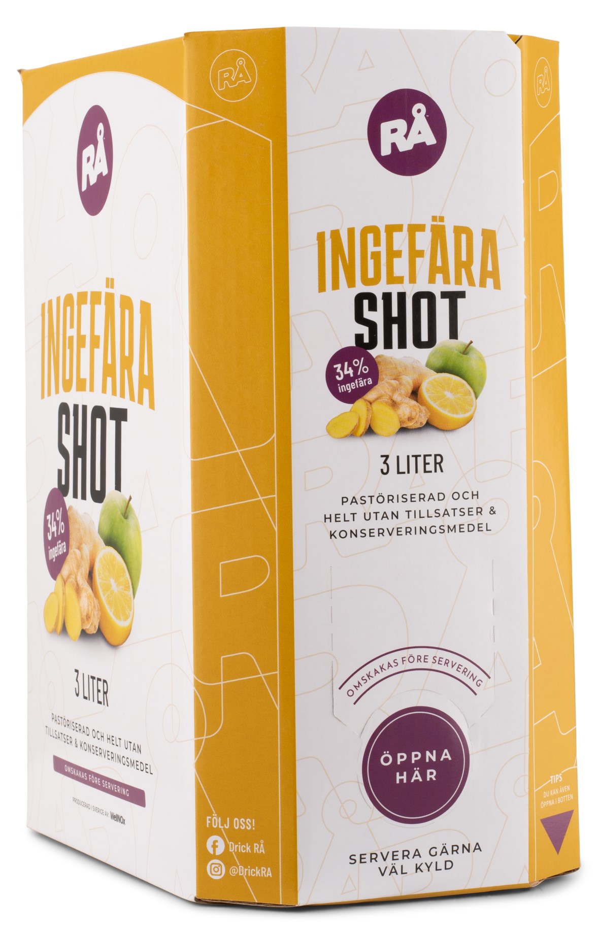 Rå Bag In Box Ingefära Shot, bag-in-box, 3 liter